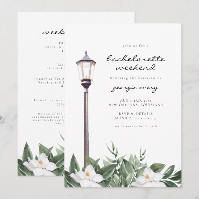 Carte NOLA New Orleans Magnolia Bachelorette Itinéraire (Devant / Derrière)