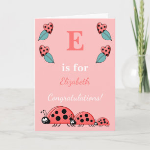 Carte Nom alphabétique nouveau bébé mignon cocaïne rose