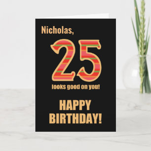 Carte Nom customisé 25e anniversaire pour lui