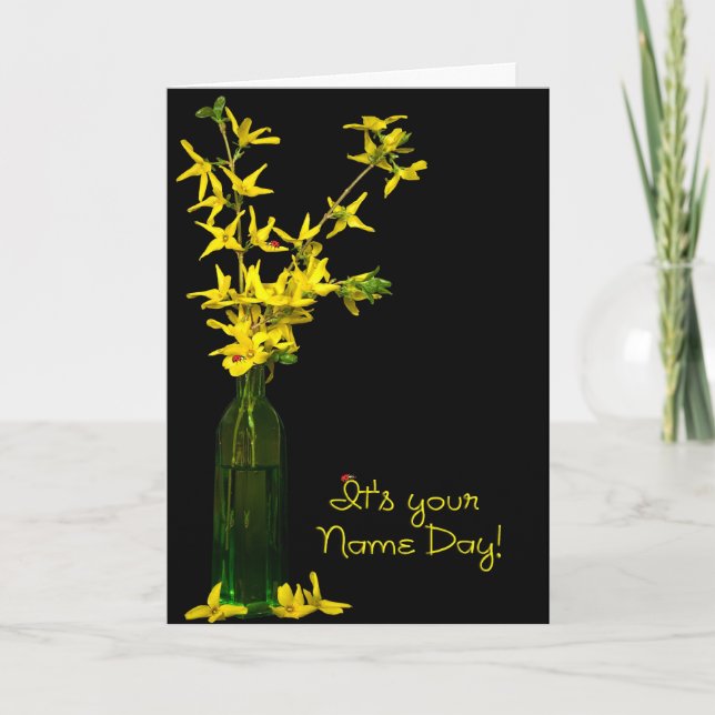 Carte Nom Day Forsythia Bouquet (Devant)