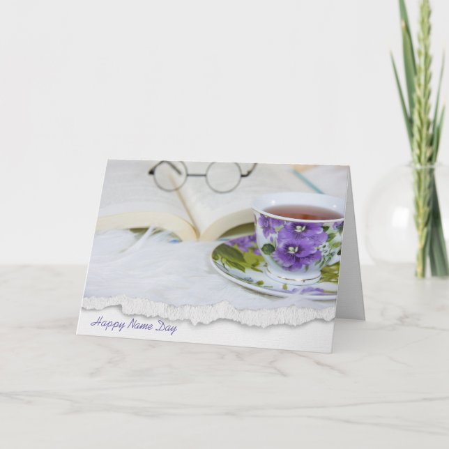 Carte Nom Day Pansy Teacup (Devant)