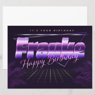 Carte Nom de Frauke Prénom lila retro Map Anniversaire