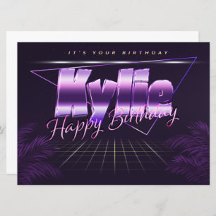 Carte Nom de Kylie Prénom lila retro