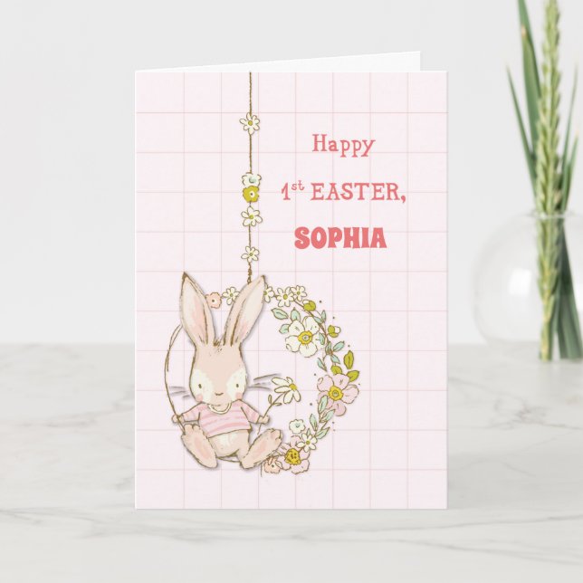 Carte Nom de la Personnaliser Premier lapin de Pâques su (Devant)