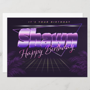 Carte Nom de Shawn Prénom lila retro Map Anniversaire