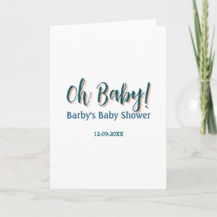 Carte Nom de shower bébé simple type gras bleu oh bébé
