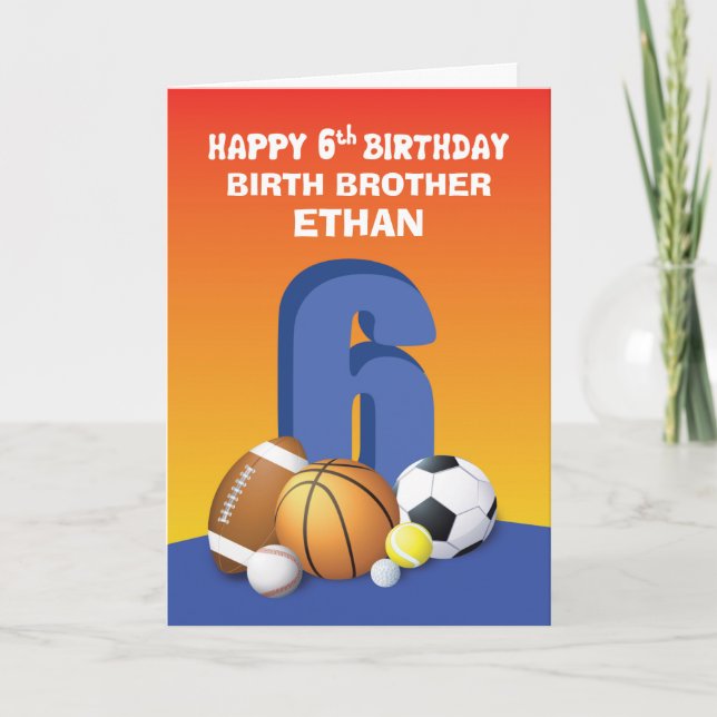 Carte Nom et relation personnalisés Boy 6e anniversaire  (Devant)