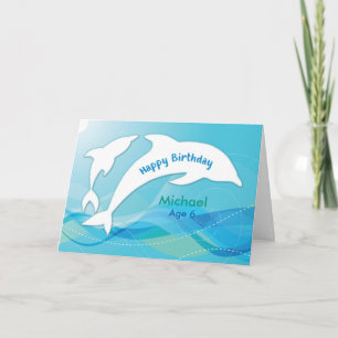 Carte Nom fait sur commande, âge 6, anniversaire de