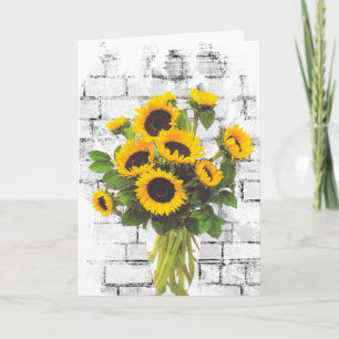 Carte Nom Fleurs de soleil sur la brique