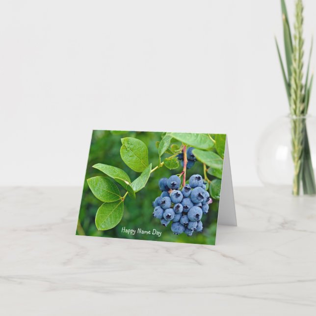 Carte Nom Jour bouquet de bleuets sur le buisson (Devant)