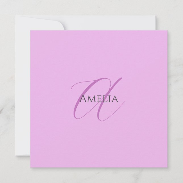 Carte Nom Monogramme Lettre initiale Orchid & Lilac (Devant)