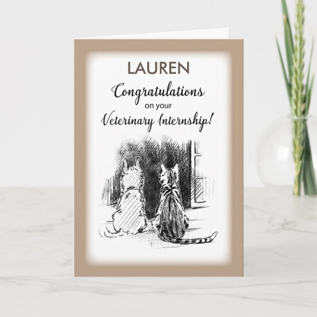 Carte Nom personnalisable, Lauren, Félicitations à Vet (Devant)