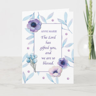 Carte Nom personnalisable Merci Ministère Fleurs bleues