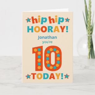 Carte Nom personnalisé 10e anniversaire Hip Hourra