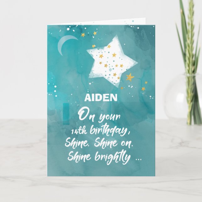 Carte Nom personnalisé 14th Tween ou Ado Anniversaire Nu (Devant)
