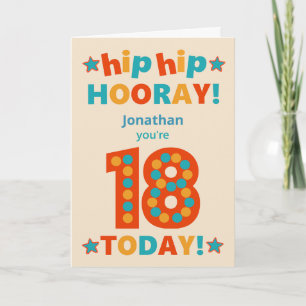 Carte Nom personnalisé 18e anniversaire Hip Horay