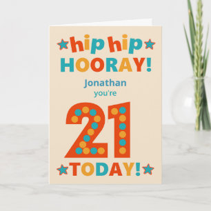 Carte Nom personnalisé 21e anniversaire Hip Horay
