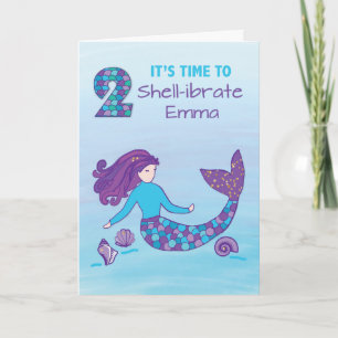 Carte Nom personnalisé 2e anniversaire Sparkly Look Merm