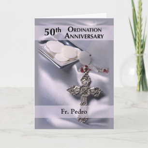 Carte Nom personnalisé 50e anniversaire d'ordination Fél