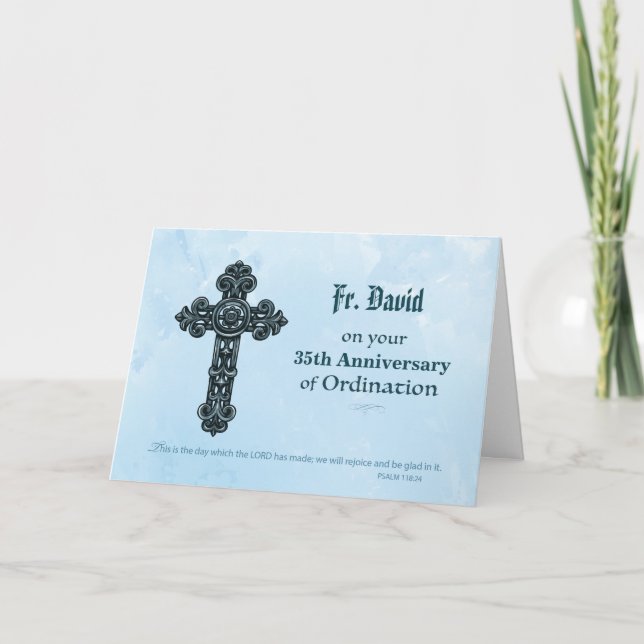 Carte Nom personnalisé & Anniversaire Année Ordination P (Devant)