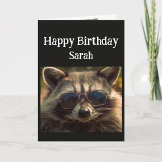 Carte Nom personnalisé Anniversaire Cool Sœur Raton lave