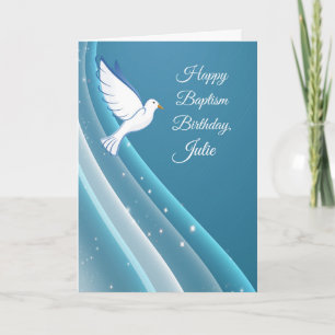 Carte Nom personnalisé Anniversaire de baptême Colombe s