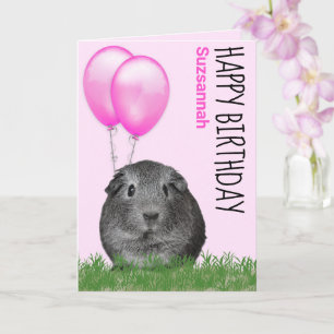 Carte Nom personnalisé Anniversaire Guinée Cochon Ballon