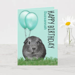 Carte Nom personnalisé Anniversaire Guinée Cochon Turquo