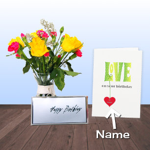 Carte Nom personnalisé Anniversaire LOVE typographie