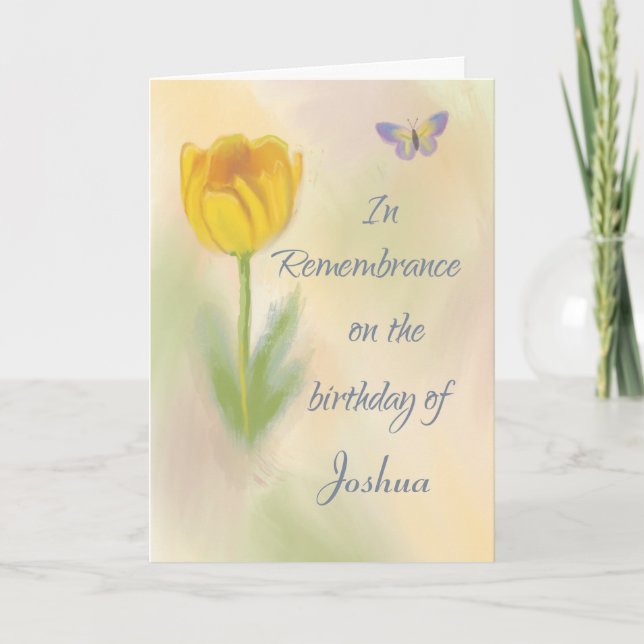 Carte Nom personnalisé Anniversaire Souvenir Fleur aquar (Devant)