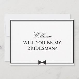 Carte Nom personnalisé Bowtie Bridesman Proposition