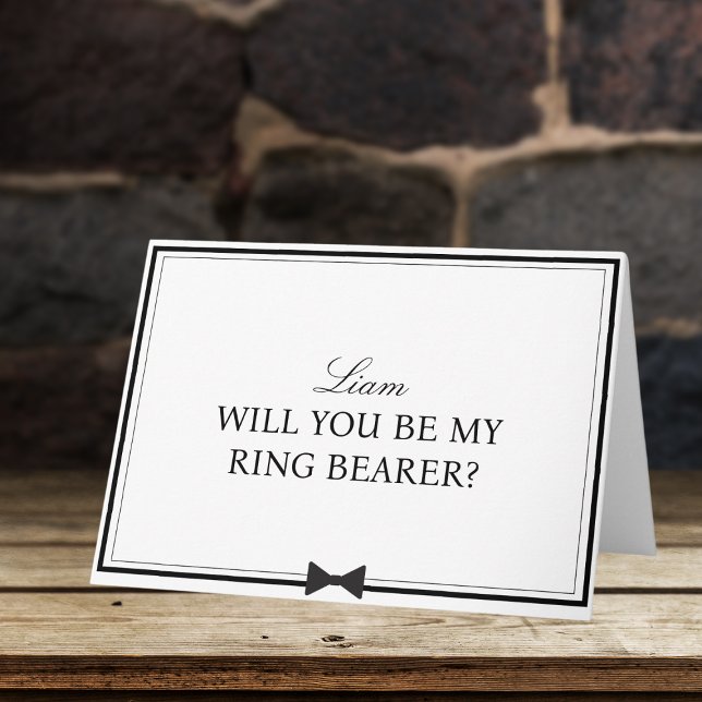 Carte Nom personnalisé Bowtie Ring Bearer Proposition (Créateur téléchargé)