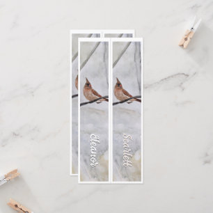 Carte Nom personnalisé Cardinal d'hiver Deux Signets