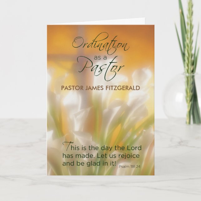 Carte Nom personnalisé de l'ordre du pasteur, date, lent (Devant)