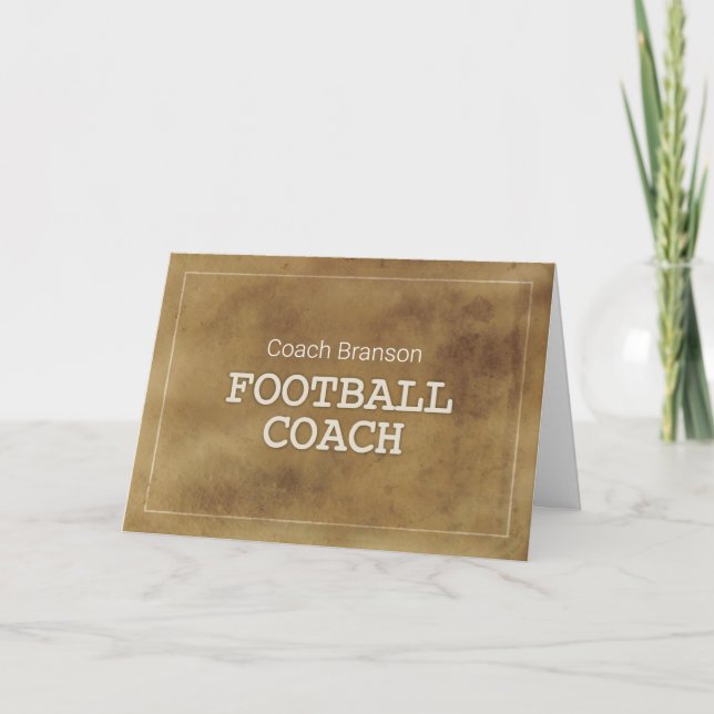 Carte Nom Personnalisé Football Coach Merci Définition (Devant)