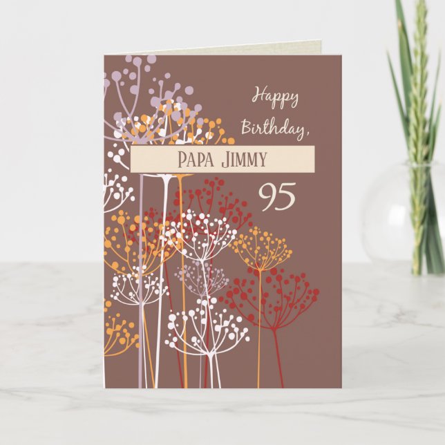 Carte Nom personnalisé Grand-père 95e Anniversaire Brun (Devant)