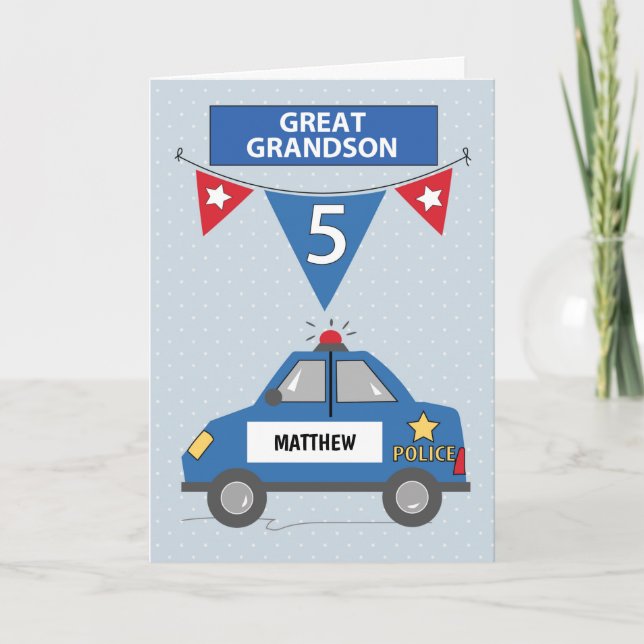 Carte Nom personnalisé Grand-petit-fils 5e anniversaire  (Devant)