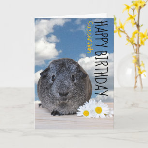 Carte Nom personnalisé Joyeux Anniversaire Cochon d'Inde