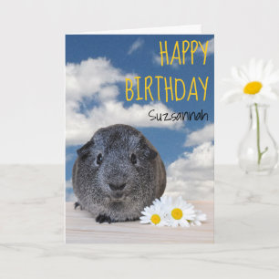 Carte Nom personnalisé Joyeux Anniversaire Cochon d'Inde