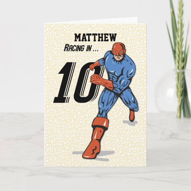 Carte Nom personnalisé, Matthew, Superhéros du 10e anniv (Devant)