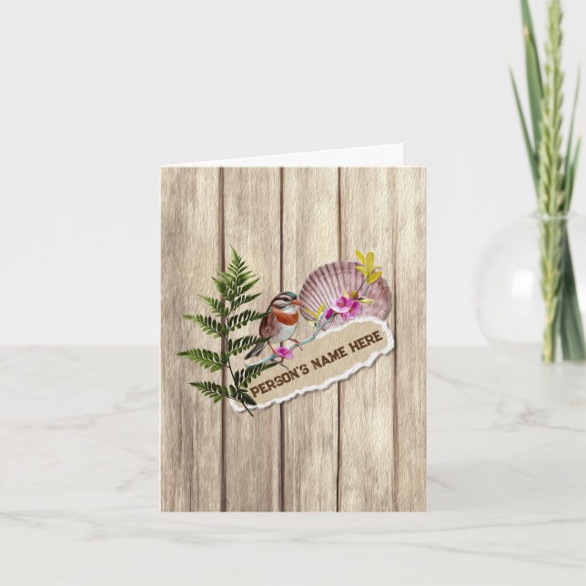 Carte Nom personnalisé peinture à l'huile sur bois papie (Devant)