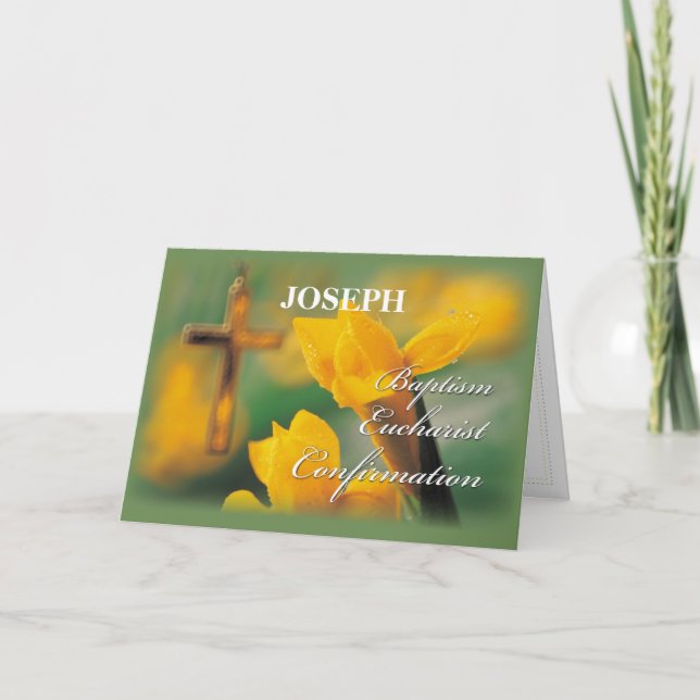 Carte Nom personnalisé RCIA Cross Crocus Félicitations (Devant)