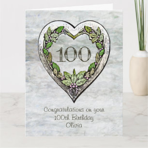 Carte Nom personnalisé Rustic 100th Birthday Card