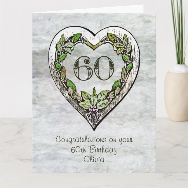 Carte Nom personnalisé Rustic 60th Birthday Card (Devant)