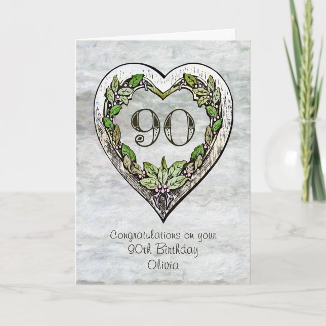 Carte Nom personnalisé Rustic 90th Birthday Card (Devant)