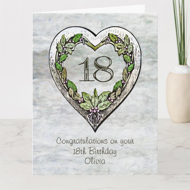 Carte Nom personnalisé Rustique 18e anniversaire (Devant)