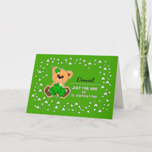 Carte Nom personnalisé Teddy Bear St. Patrick's Day