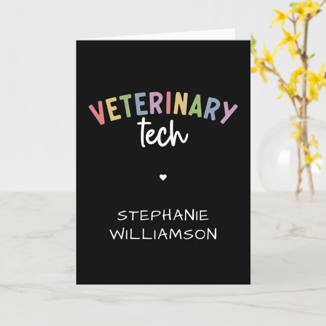 Carte Nom personnalisé Vétérinaire | Technicien d'vétéri (Fleur jaune)