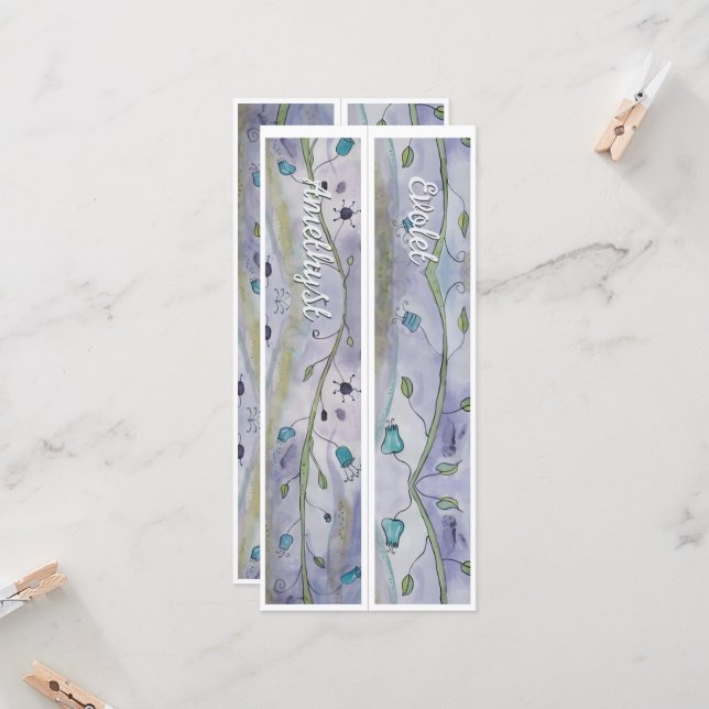 Carte Nom personnalisé Whimsy Floral Deux Signets (Devant/Arrière en situation)