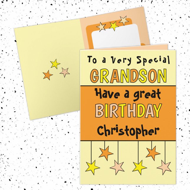 Carte Nom spécial petit-fils anniversaire orange (Créateur téléchargé)